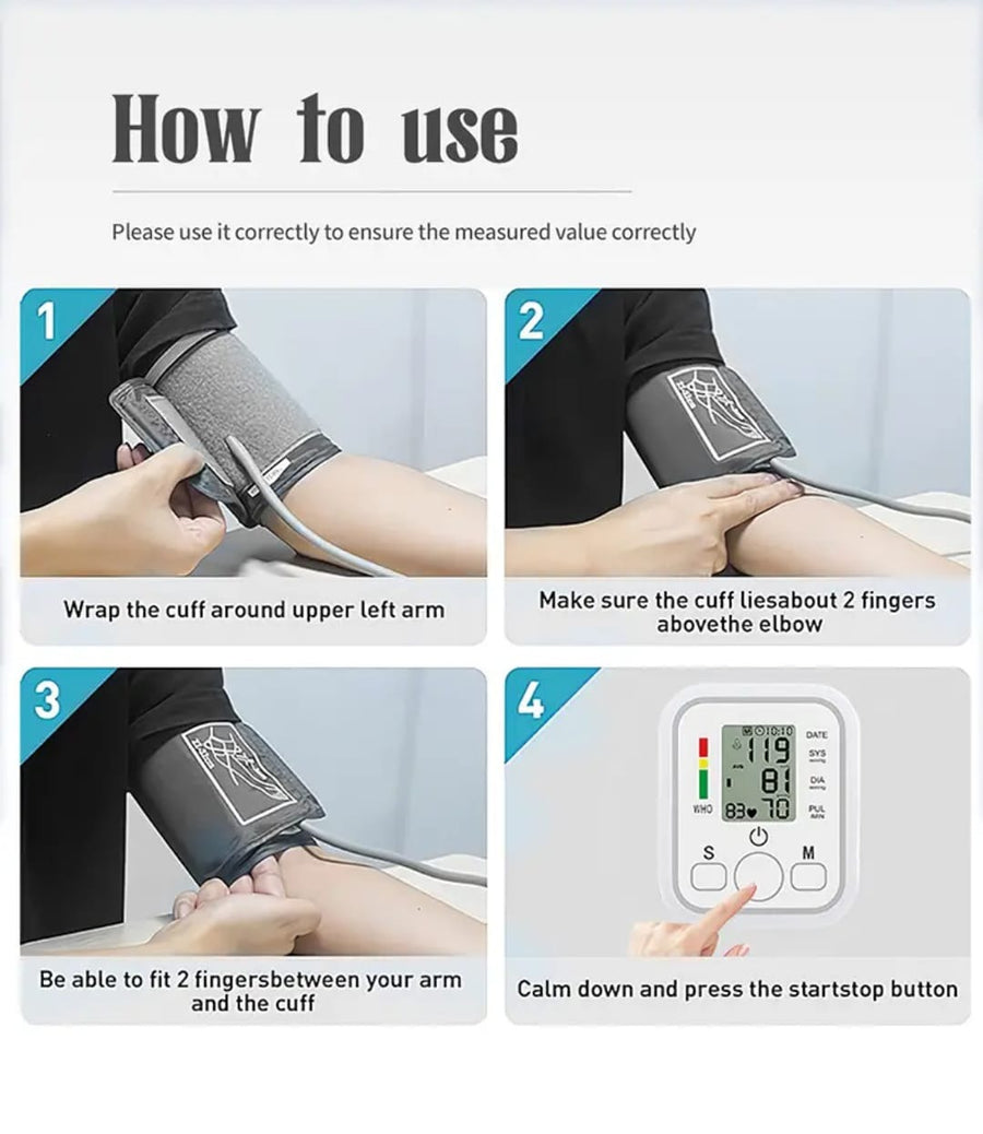Digital Blood Pressure Monitor – Fully Automatic Upper Arm BP Machine with Heart Rate Detection, Accurate Readings, Easy-to-Use Home