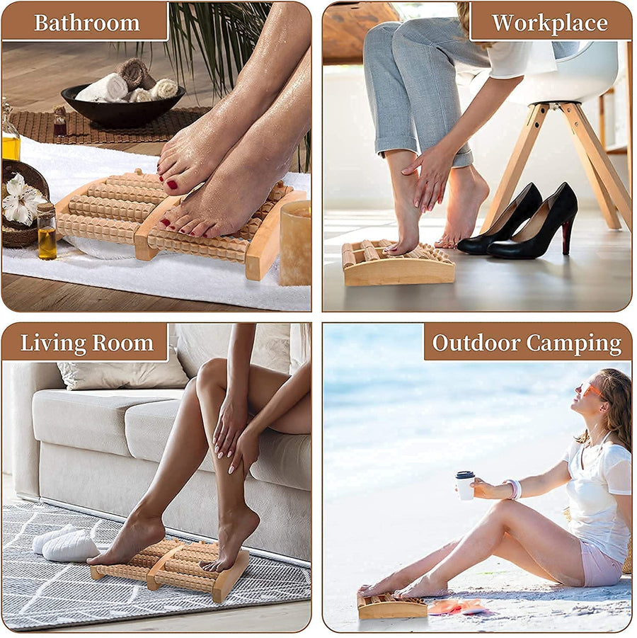 Foot Wooden Massager Roller Plantar Fasciitis Relief Feet Pain Muscle Relaxation Massage Tools