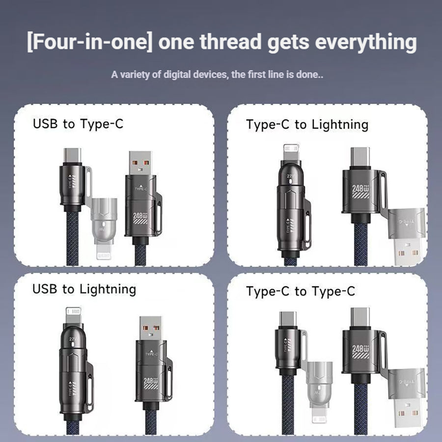 4-in-1 Charging Cable USB A / C Type + Lighting / C Type