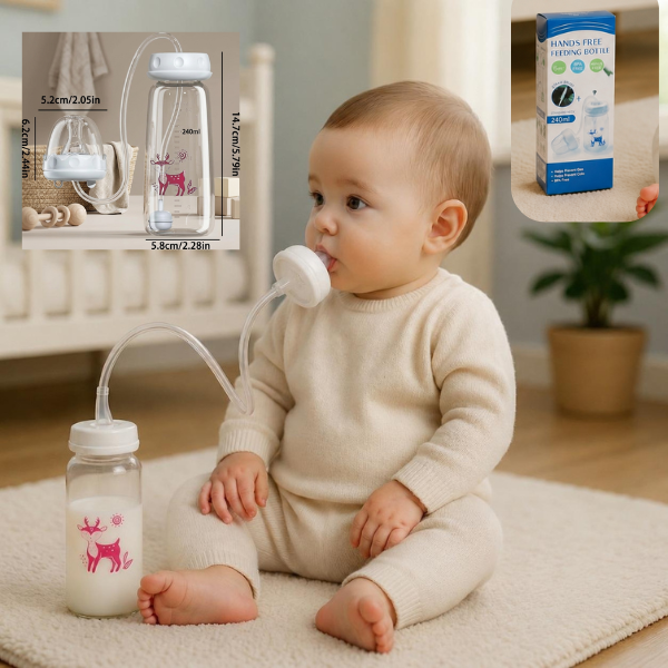 240ml Hands Free Feeding Bottle With Free Cleaning Brush